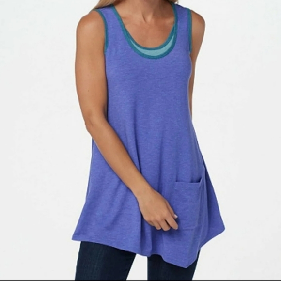 LOGO by Lori Goldstein Tops - LOGO Lori Goldstein Heathered Periwinkle & Teal Sleeveless Rib Knit Tank Size XS